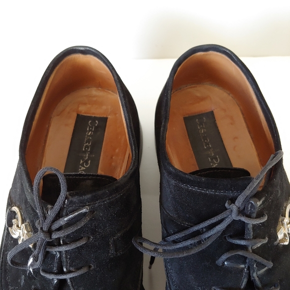 Cesare Paciotti Suede Lace Up Oxfords Loafers Black Size 7 - Picture 7 of 16